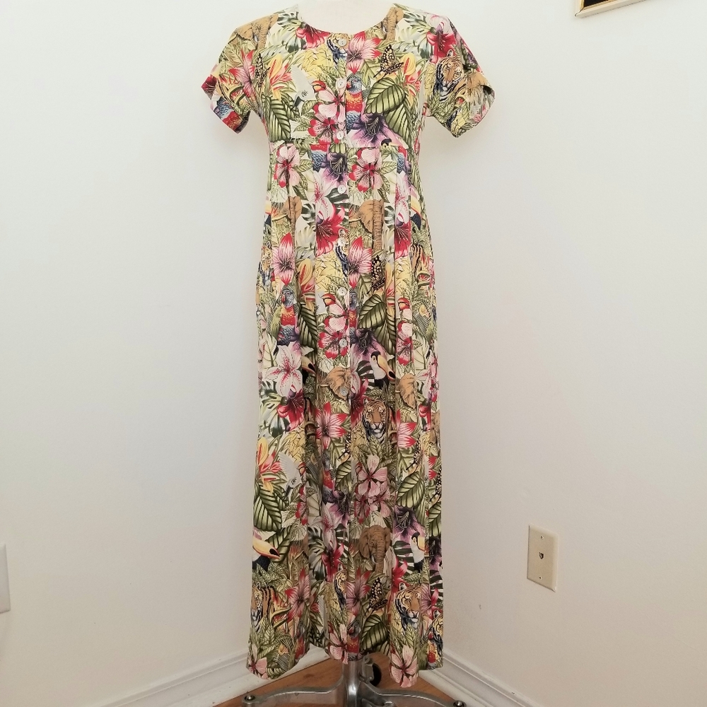 Vintage Dock of the Bay Tropical Jungle Animals Dress